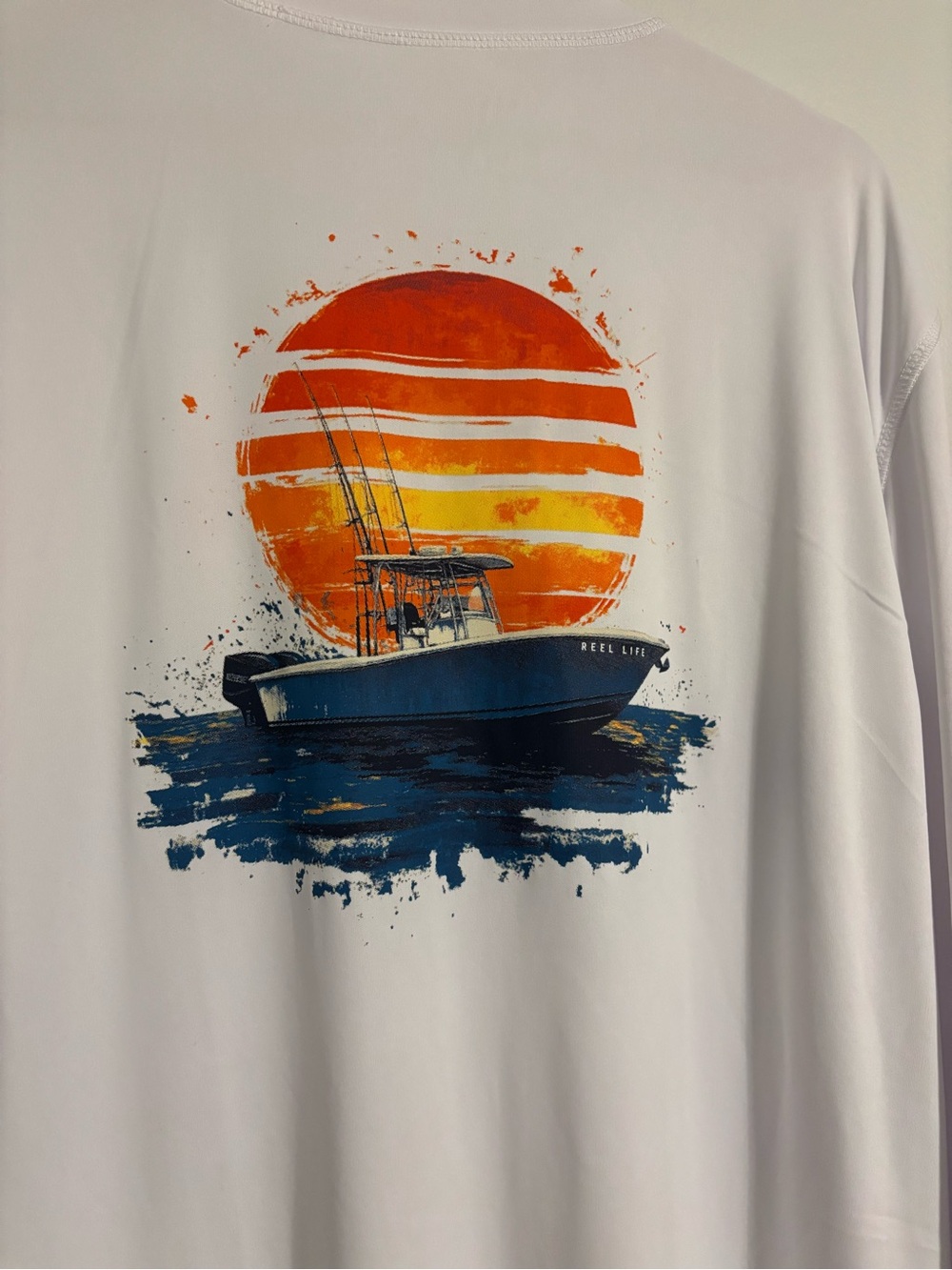 Reel Life Men’s Long Sleeve Fishing Shirt XL - Boat Graphic